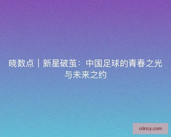 晓数点｜新星破茧：中国足球的青春之光与未来之约